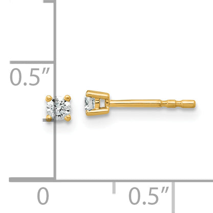 14K Yellow Gold 1/10 Ctw Lab Grown Diamond Vs+ F+ Round 4 Prong Heavy Wt. Stud Earrings