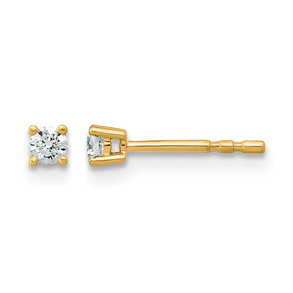 14k Yellow Gold 1/10 ctw Lab Grown Diamond VS/SI+ G+ Round 4 Prong Heavy Wt. Stud Earrings