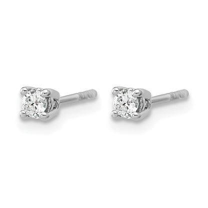14K White Gold 1/5 Ctw Lab Grown Diamond Vs+ F+ Round 4 Prong Heavy Wt. Stud Earrings