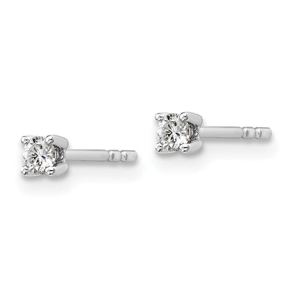 14K White Gold 1/5 Ctw Lab Grown Diamond Vs+ F+ Round 4 Prong Heavy Wt. Stud Earrings