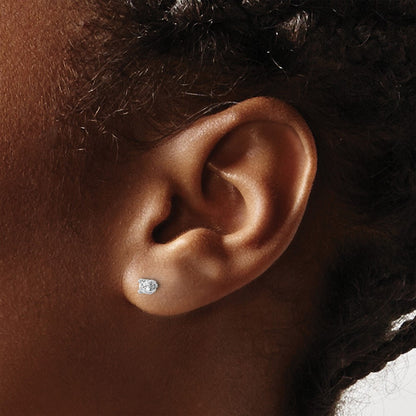 14K White Gold 1/5 Ctw Lab Grown Diamond Vs+ F+ Round 4 Prong Heavy Wt. Stud Earrings