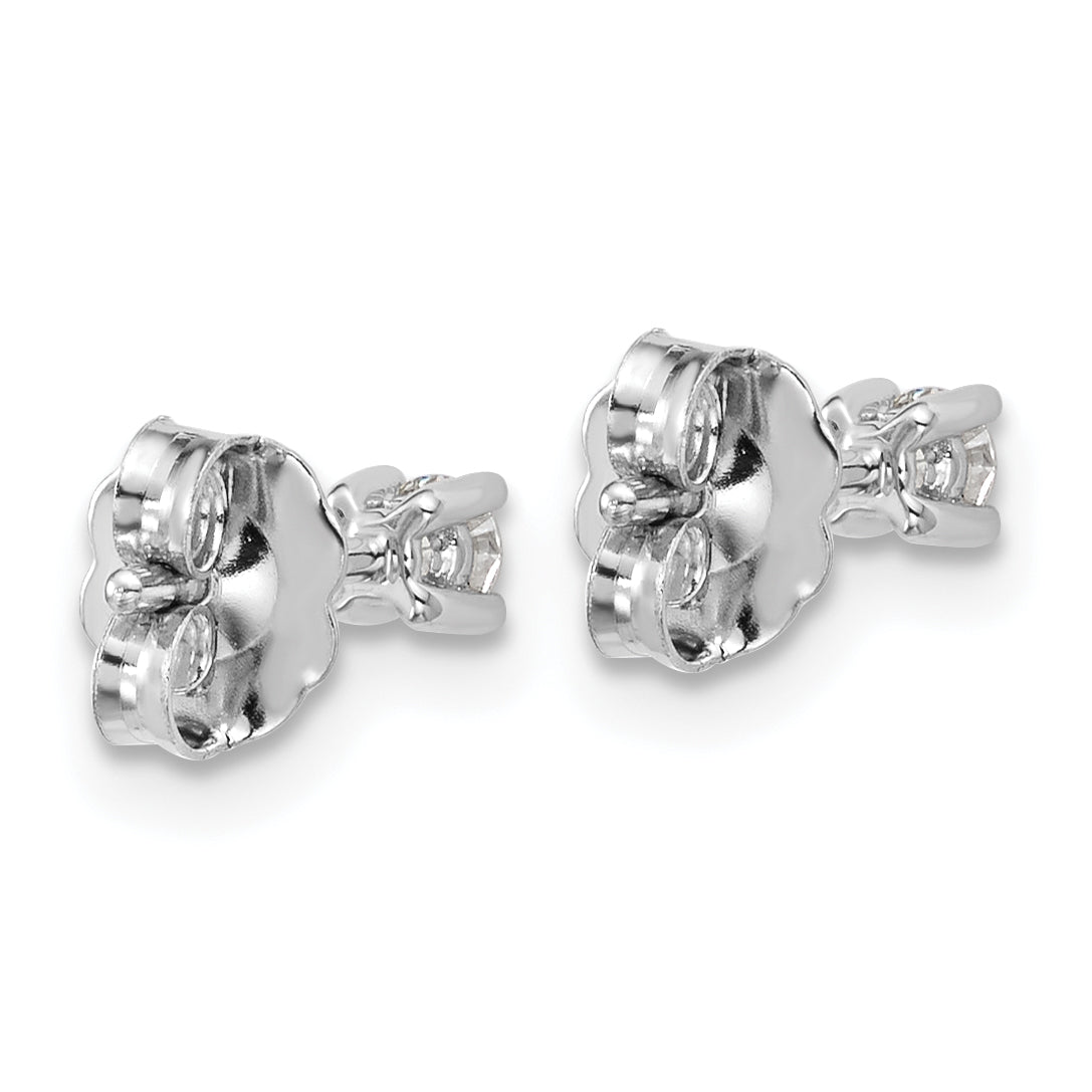 14K White Gold 1/5 Ctw Lab Grown Diamond Vs+ F+ Round 4 Prong Heavy Wt. Stud Earrings