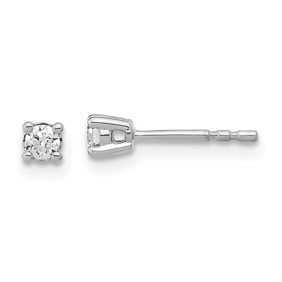 14K White Gold 1/5 Ctw Lab Grown Diamond Vs+ F+ Round 4 Prong Heavy Wt. Stud Earrings