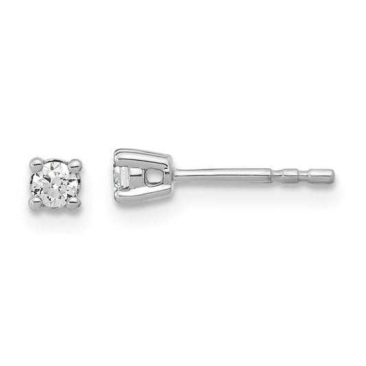 14K White Gold 1/5 Ctw Lab Grown Diamond Vs+ F+ Round 4 Prong Heavy Wt. Stud Earrings