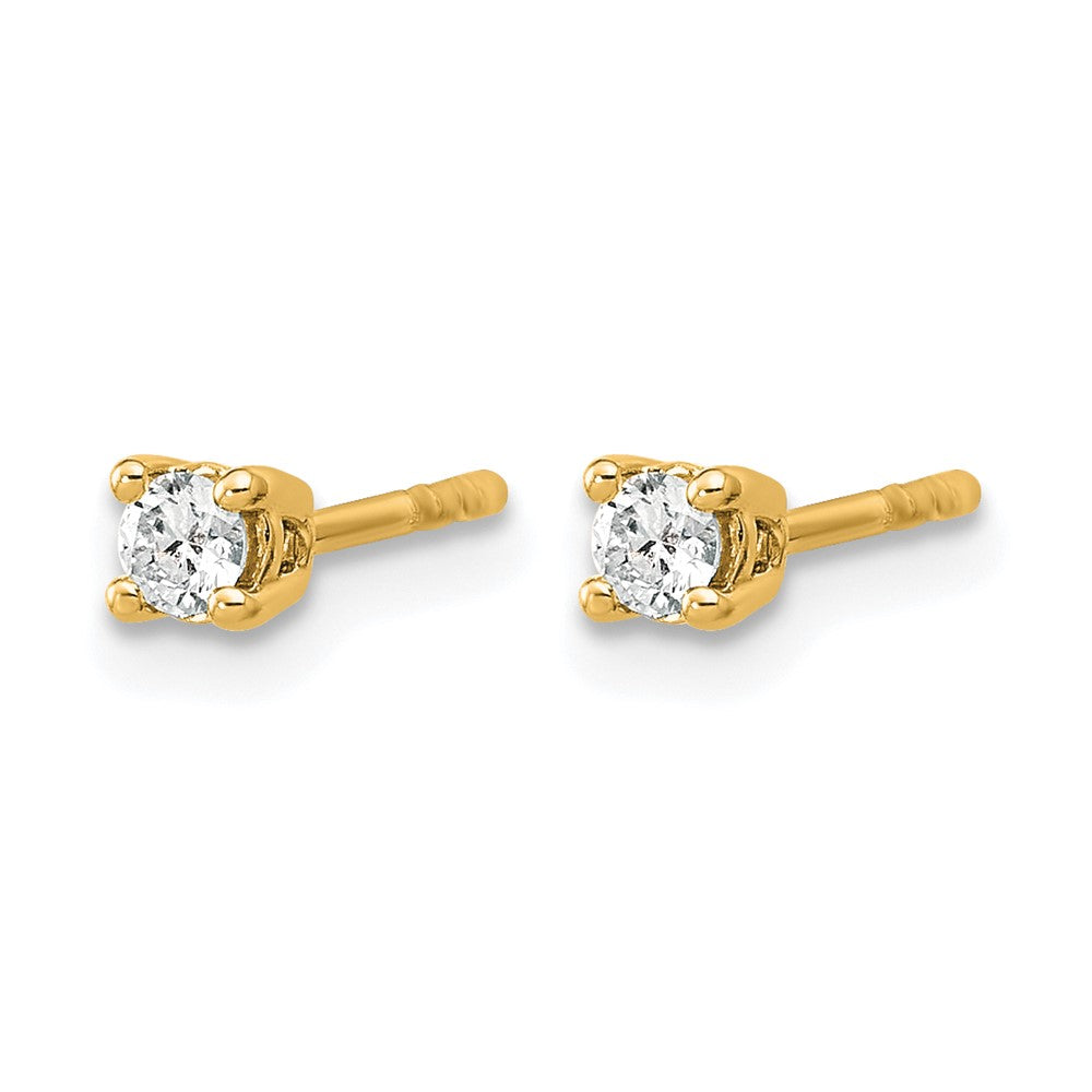 14K Yellow Gold 1/6 Ctw Lab Grown Diamond Vs+ F+ Round 4 Prong Heavy Wt. Stud Earrings