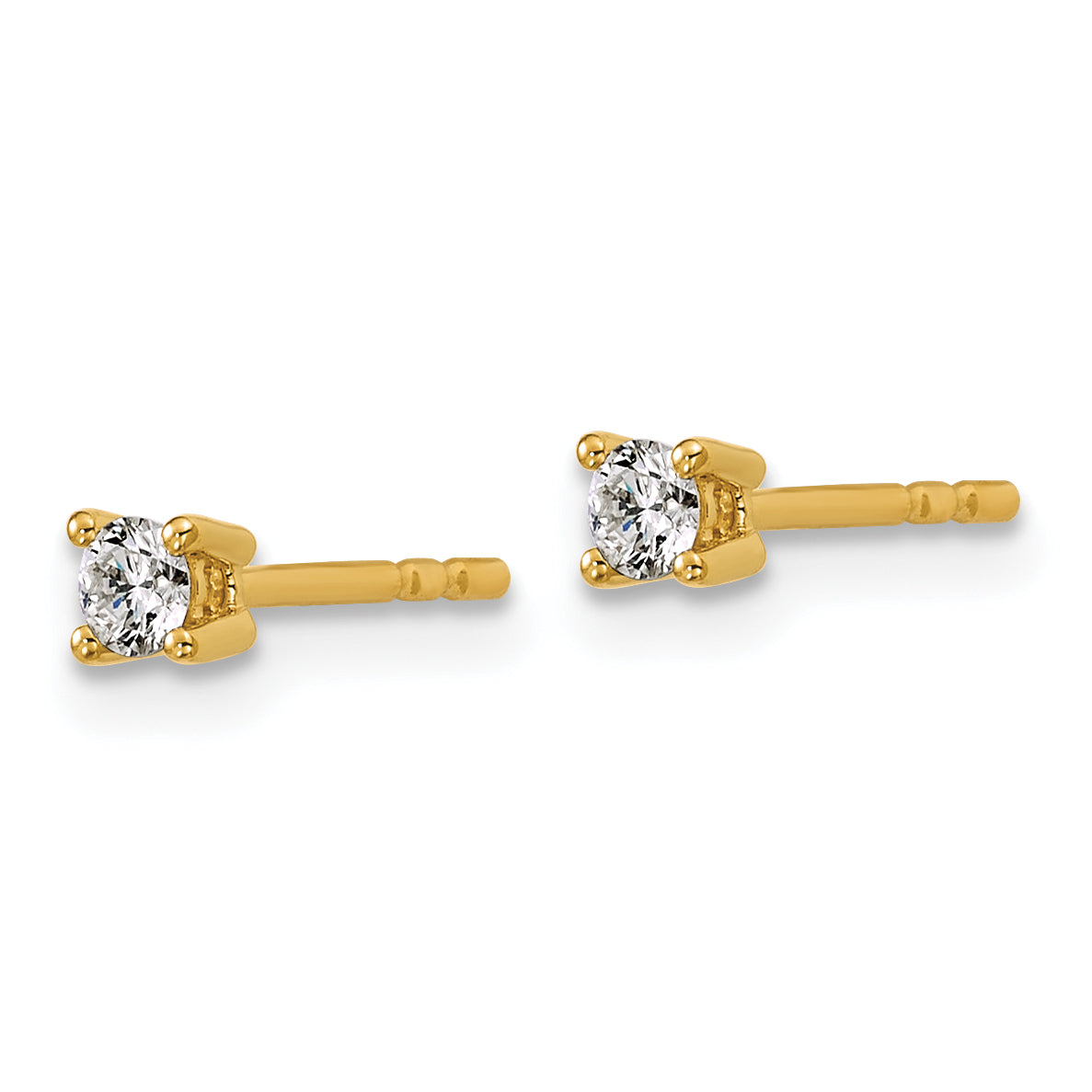 14K Yellow Gold 1/6 Ctw Lab Grown Diamond Vs+ F+ Round 4 Prong Heavy Wt. Stud Earrings