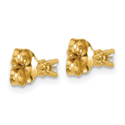 14K Yellow Gold 1/6 Ctw Lab Grown Diamond Vs+ F+ Round 4 Prong Heavy Wt. Stud Earrings