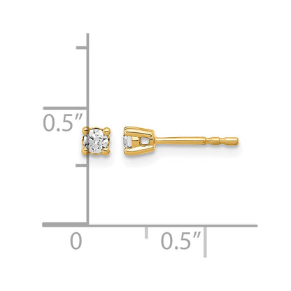 14K Yellow Gold 1/6 Ctw Lab Grown Diamond Vs+ F+ Round 4 Prong Heavy Wt. Stud Earrings