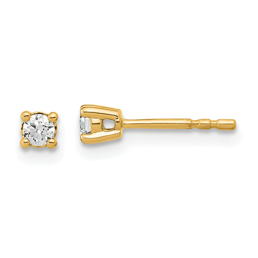 14K Yellow Gold 1/6 Ctw Lab Grown Diamond Vs+ F+ Round 4 Prong Heavy Wt. Stud Earrings