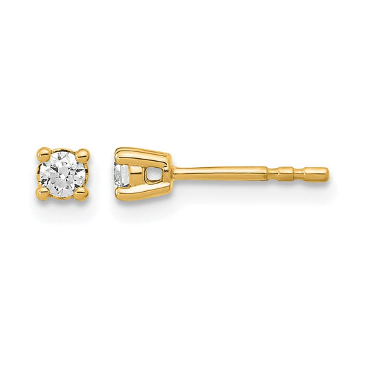 14k Yellow Gold 1/5 ctw Lab Grown Diamond VS/SI+ G+ Round 4 Prong Heavy Wt. Stud Earrings