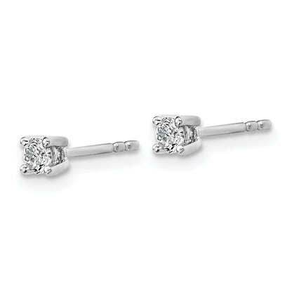 14K White Gold 1/5 Ctw Lab Grown Diamond Vs+ F+ Round 4 Prong Heavy Wt. Stud Earrings