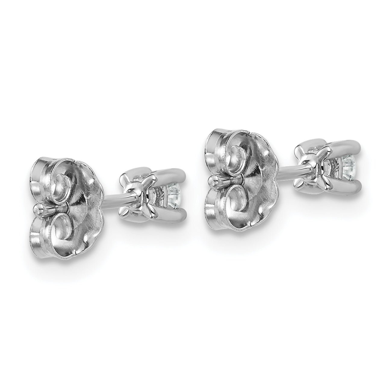 14K White Gold 1/5 Ctw Lab Grown Diamond Vs+ F+ Round 4 Prong Heavy Wt. Stud Earrings