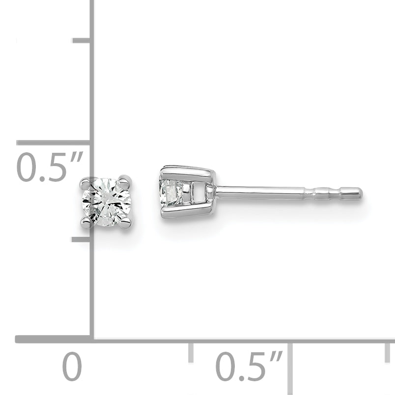 14K White Gold 1/5 Ctw Lab Grown Diamond Vs+ F+ Round 4 Prong Heavy Wt. Stud Earrings