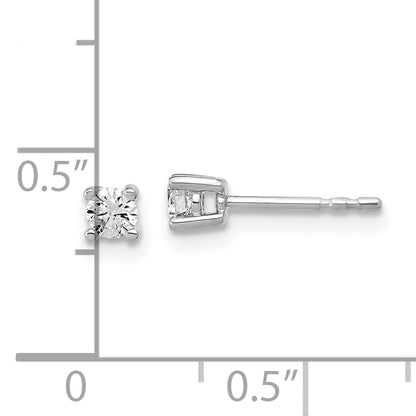14K White Gold 1/5 Ctw Lab Grown Diamond Vs+ F+ Round 4 Prong Heavy Wt. Stud Earrings