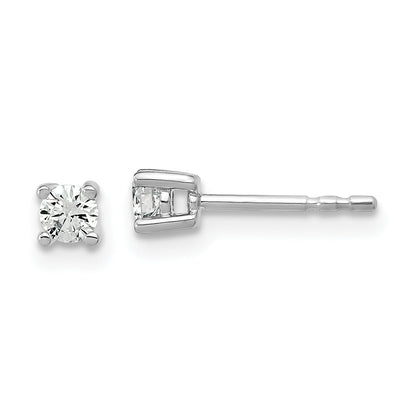 14K White Gold 1/5 Ctw Lab Grown Diamond Vs+ F+ Round 4 Prong Heavy Wt. Stud Earrings