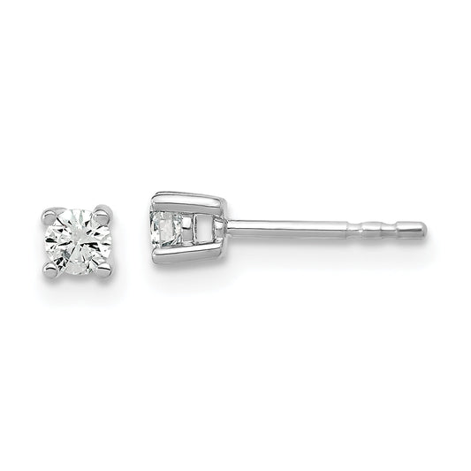 14K White Gold 1/5 Ctw Lab Grown Diamond Vs+ F+ Round 4 Prong Heavy Wt. Stud Earrings
