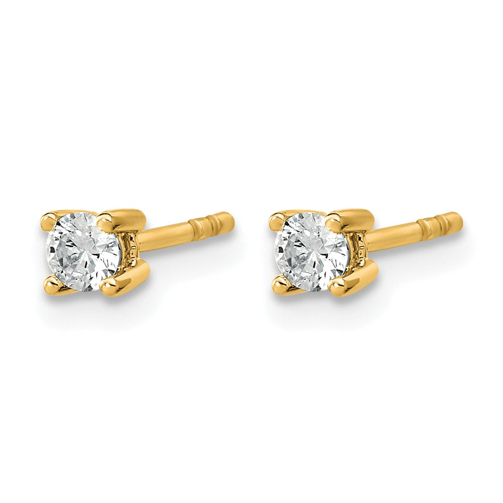 14K Yellow Gold 1/5 Ctw Certified Lab Grown Diamond Vs+ F+ Round 4 Prong Heavy Wt. Stud Earrings