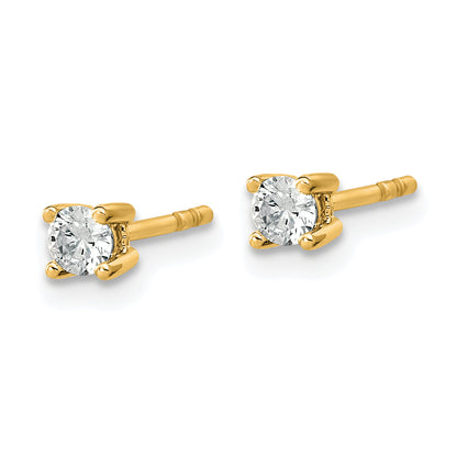 14K Yellow Gold 1/5 Ctw Lab Grown Diamond Vs+ F+ Round 4 Prong Heavy Wt. Stud Earrings