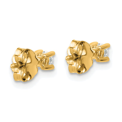 14K Yellow Gold 1/5 Ctw Lab Grown Diamond Vs+ F+ Round 4 Prong Heavy Wt. Stud Earrings