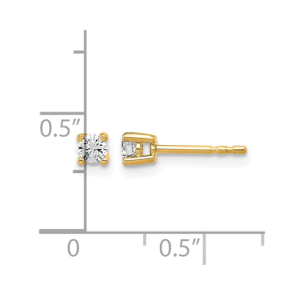 14k Yellow Gold 1/5 ctw Certified Lab Grown Diamond VS/SI+ G+ Round 4 Prong Heavy Wt. Stud Earrings