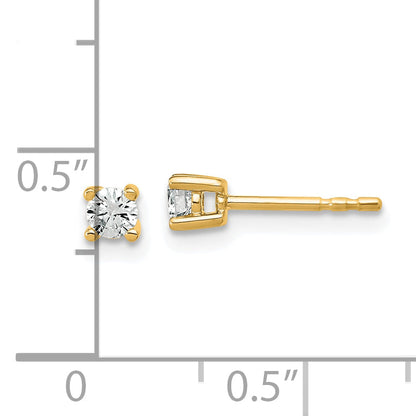 14K Yellow Gold 1/5 Ctw Certified Lab Grown Diamond Vs+ F+ Round 4 Prong Heavy Wt. Stud Earrings