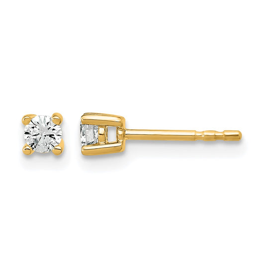 14k Yellow Gold 1/5 Ct. Certified Lab Grown Diamond VS/SI+ G+ Round Four Prong Stud Post Earrings