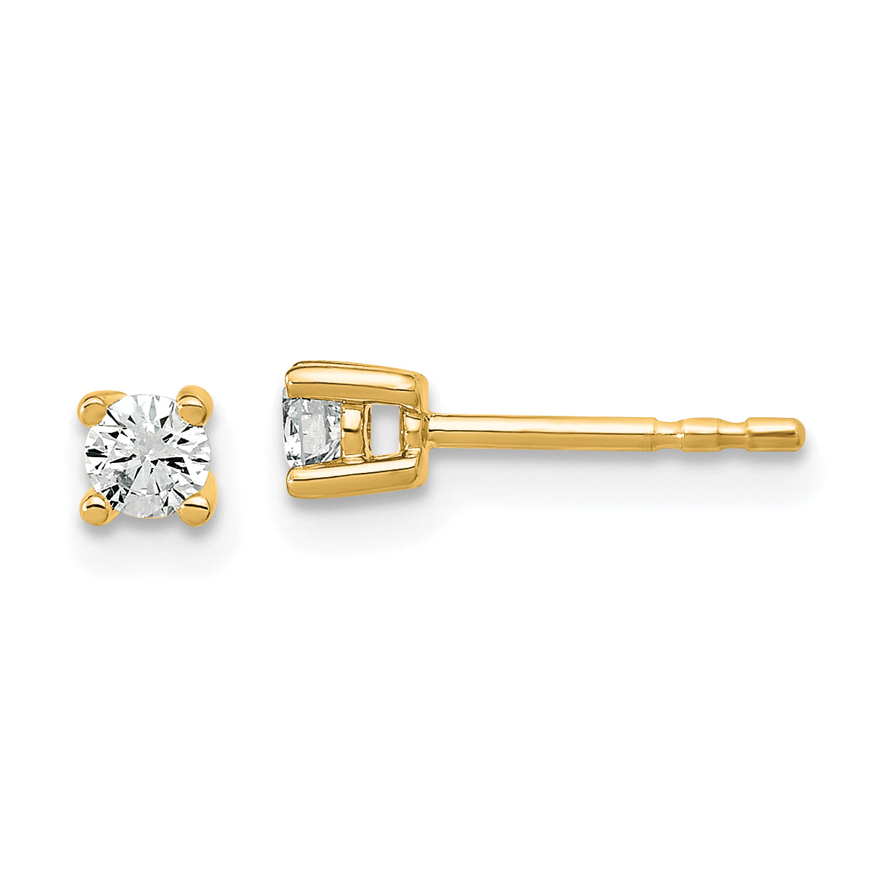 14K Yellow Gold 1/5 Ctw Certified Lab Grown Diamond Vs+ F+ Round 4 Prong Heavy Wt. Stud Earrings