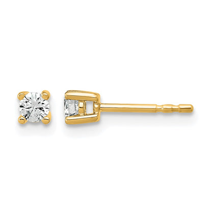 14K Yellow Gold 1/5 Ctw Lab Grown Diamond Vs+ F+ Round 4 Prong Heavy Wt. Stud Earrings