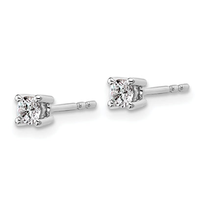 14K White Gold 1/4 Ctw Certified Lab Grown Diamond Vs+ F+ Round 4 Prong Heavy Wt. Stud Earrings