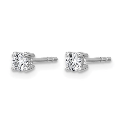 14K White Gold 1/4 Ctw Certified Lab Grown Diamond Vs+ F+ Round 4 Prong Heavy Wt. Stud Earrings