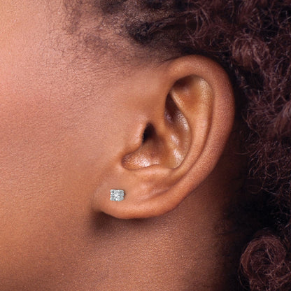 14K White Gold 1/4 Ctw Certified Lab Grown Diamond Vs+ F+ Round 4 Prong Heavy Wt. Stud Earrings