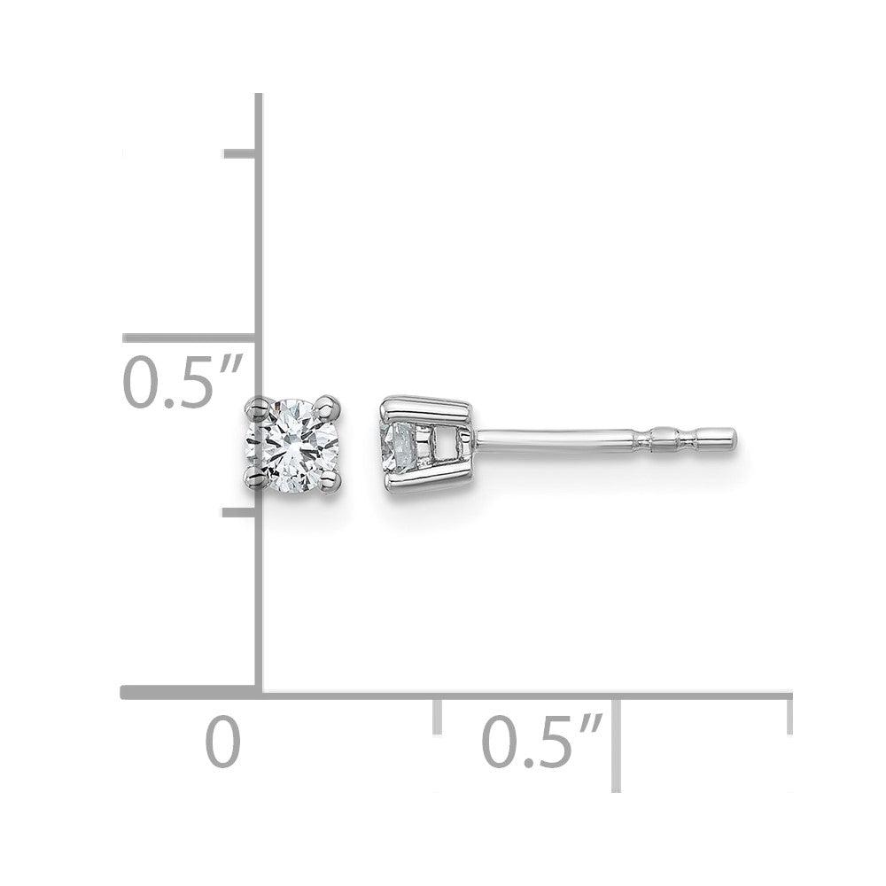 14K White Gold 1/4 Ctw Lab Grown Diamond Vs+ F+ Round 4 Prong Heavy Wt. Stud Earrings