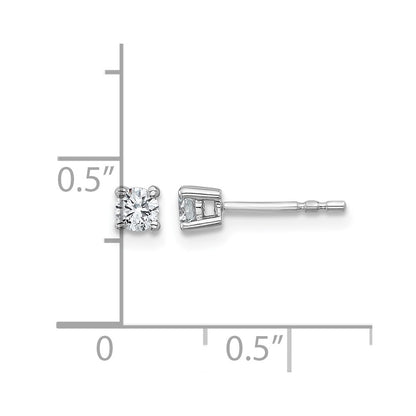 14K White Gold 1/4 Ctw Lab Grown Diamond Vs+ F+ Round 4 Prong Heavy Wt. Stud Earrings