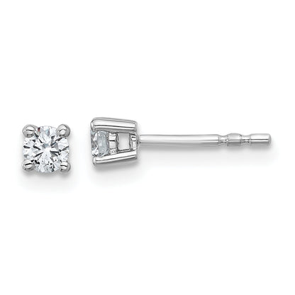 14K White Gold 1/4 Ctw Certified Lab Grown Diamond Vs+ F+ Round 4 Prong Heavy Wt. Stud Earrings