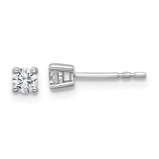 14K White Gold 1/4 Ctw Certified Lab Grown Diamond Vs+ F+ Round 4 Prong Heavy Wt. Stud Earrings