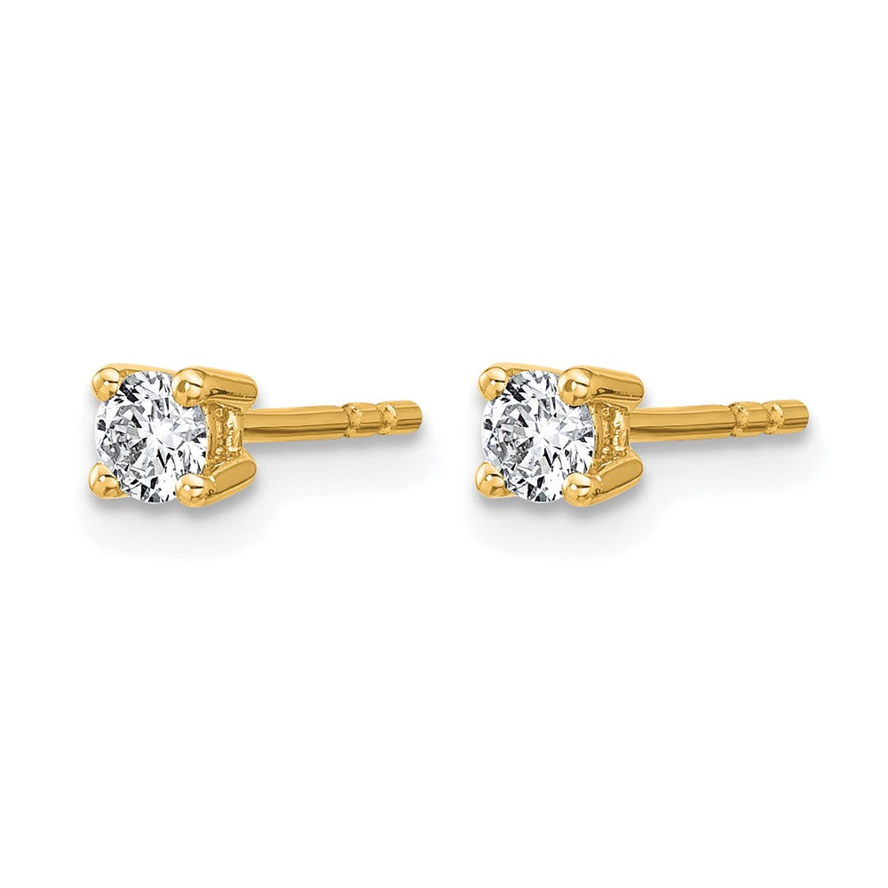 14K Yellow Gold 1/4 Ctw Lab Grown Diamond Vs+ F+ Round 4 Prong Heavy Wt. Stud Earrings