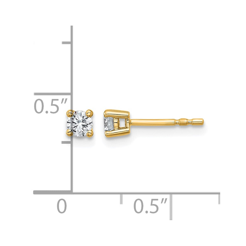 14K Yellow Gold 1/4 Ctw Lab Grown Diamond Vs+ F+ Round 4 Prong Heavy Wt. Stud Earrings