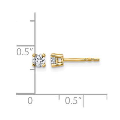 14K Yellow Gold 1/4 Ctw Lab Grown Diamond Vs+ F+ Round 4 Prong Heavy Wt. Stud Earrings