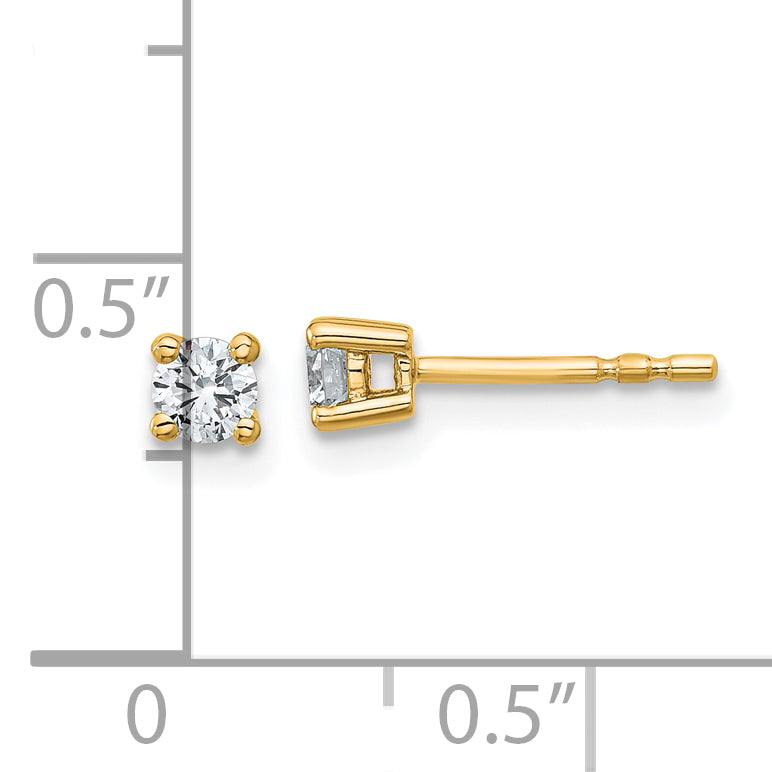 14K Yellow Gold 1/4 Ctw Certified Lab Grown Diamond Vs+ F+ Round 4 Prong Heavy Wt. Stud Earrings