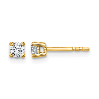 14k Yellow Gold 1/4 ctw Certified Lab Grown Diamond VS/SI+ G+ Round 4 Prong Heavy Wt. Stud Earrings