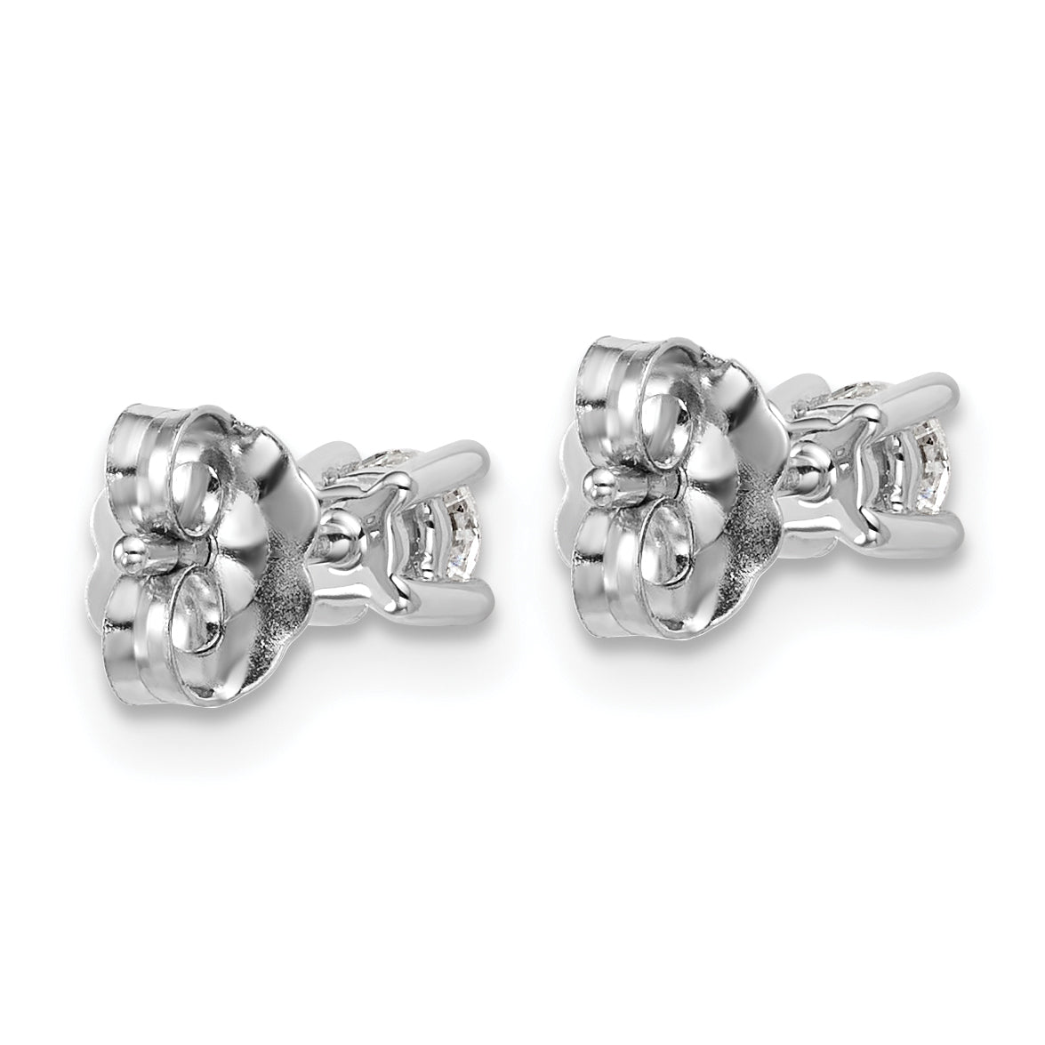 14K White Gold 1/3 Ctw Certified Lab Grown Diamond Vs+ F+ Round 4 Prong Heavy Wt. Stud Earrings
