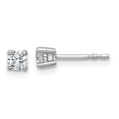 14K White Gold 1/3 Ctw Certified Lab Grown Diamond Vs+ F+ Round 4 Prong Heavy Wt. Stud Earrings