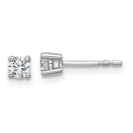 14K White Gold 1/3 Ctw Certified Lab Grown Diamond Vs+ F+ Round 4 Prong Heavy Wt. Stud Earrings