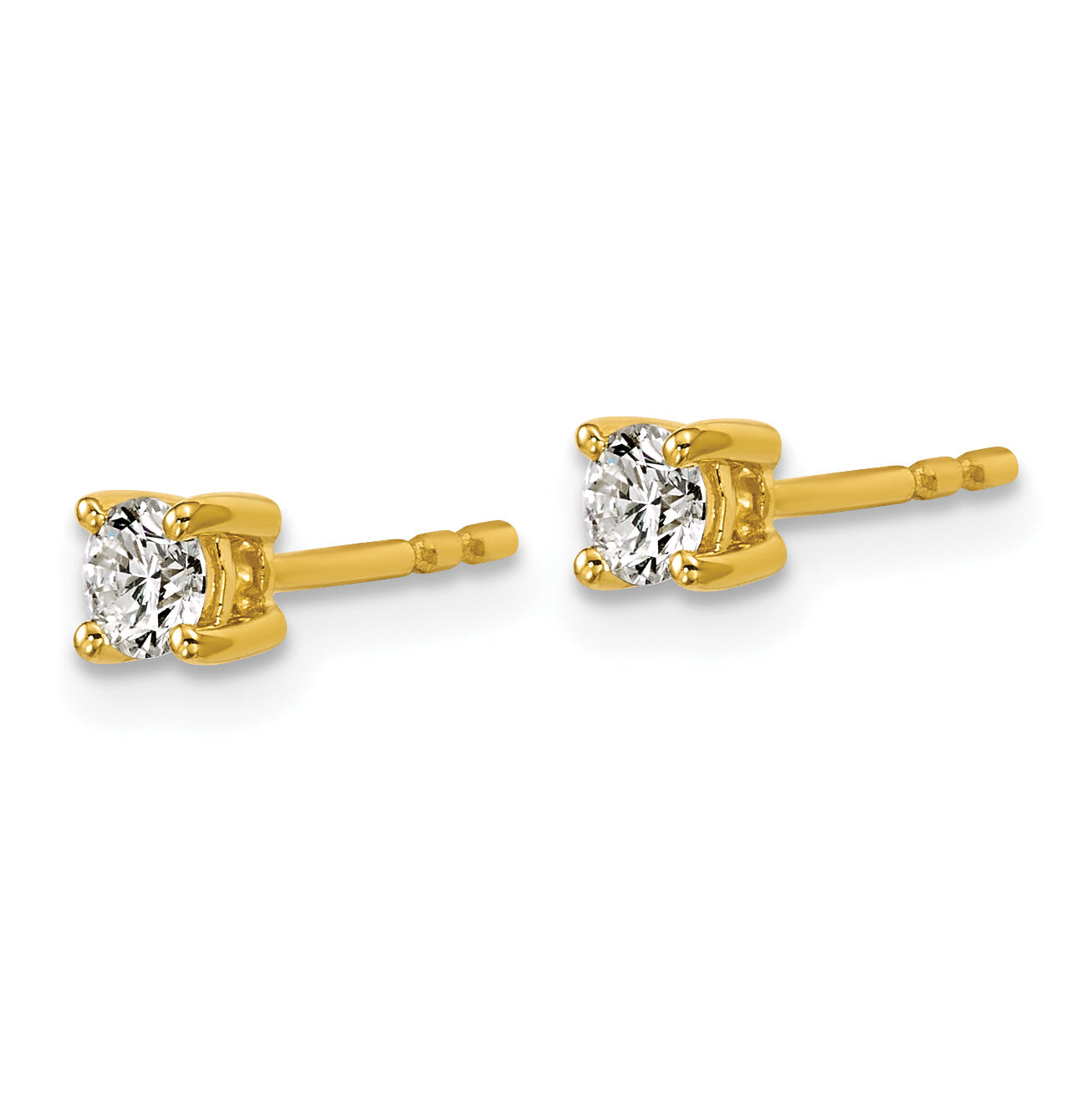 14K Yellow Gold 1/3 Ctw Lab Grown Diamond Vs+ F+ Round 4 Prong Heavy Wt. Stud Earrings