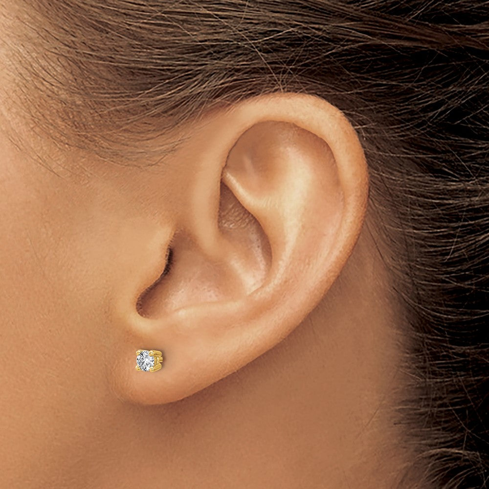 14K Yellow Gold 1/3 Ctw Certified Lab Grown Diamond Vs+ F+ Round 4 Prong Heavy Wt. Stud Earrings