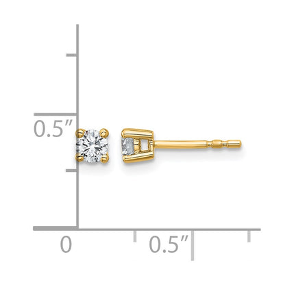 14k Yellow Gold 1/3 Ct. Certified Lab Grown Diamond VS/SI+ G+ Round Four Prong Stud Post Earrings