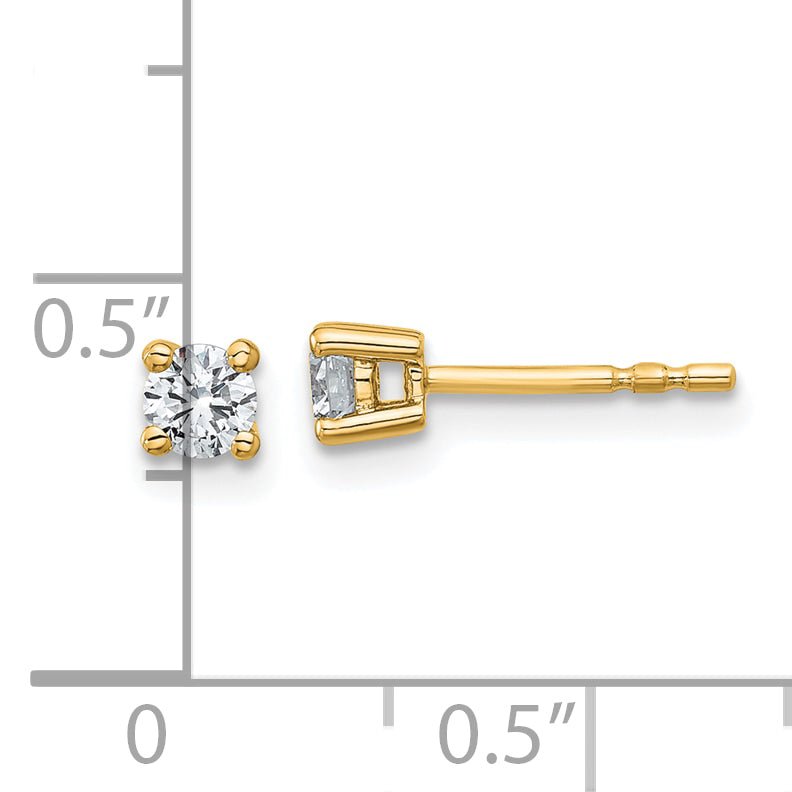 14K Yellow Gold 1/3 Ctw Lab Grown Diamond Vs+ F+ Round 4 Prong Heavy Wt. Stud Earrings