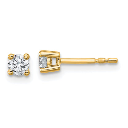 14K Yellow Gold 1/3 Ctw Lab Grown Diamond Vs+ F+ Round 4 Prong Heavy Wt. Stud Earrings