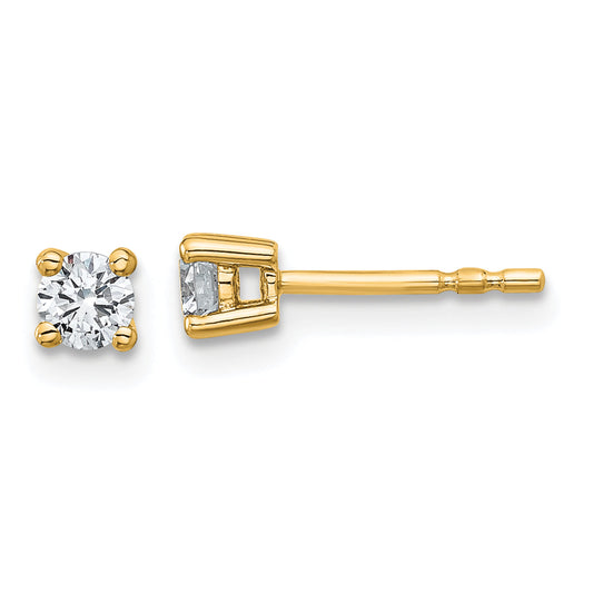 14K Yellow Gold 1/3 Ctw Lab Grown Diamond Vs+ F+ Round 4 Prong Heavy Wt. Stud Earrings
