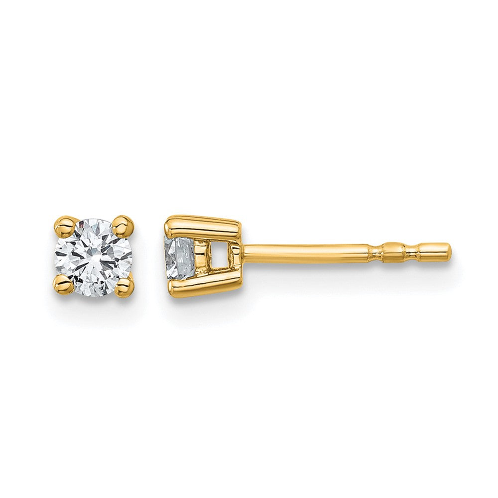14K Yellow Gold 1/3 Ctw Lab Grown Diamond Vs+ F+ Round 4 Prong Heavy Wt. Stud Earrings